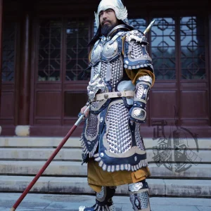 Mingguang armor Xue Rengui silver armor electroplated silver metal armor silver helmet and armor silver armor mingguang
