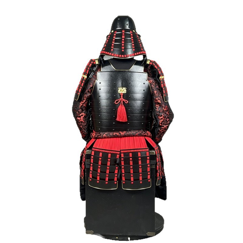 Weilai General-style Japanese Samurai Armor Replica with White-Bearded Ghost Horn Kabuto Helmet, Black and Red Thread Craft Armor for Film & - Image 5