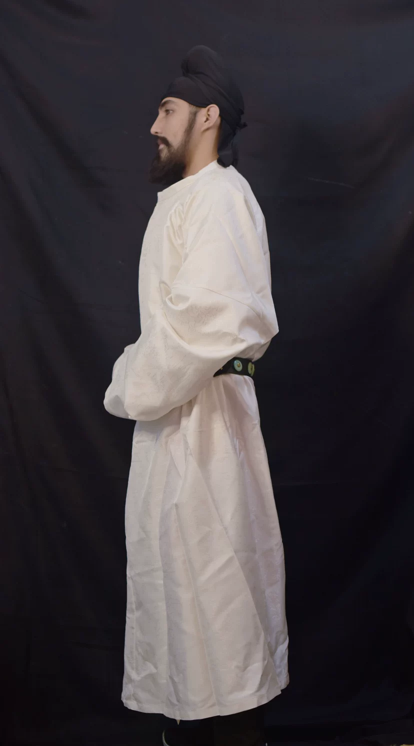 Round-collar robe Tang round-collar robe Li Bai round-collar robe white round-collar robe plain round-collar robe - Image 2