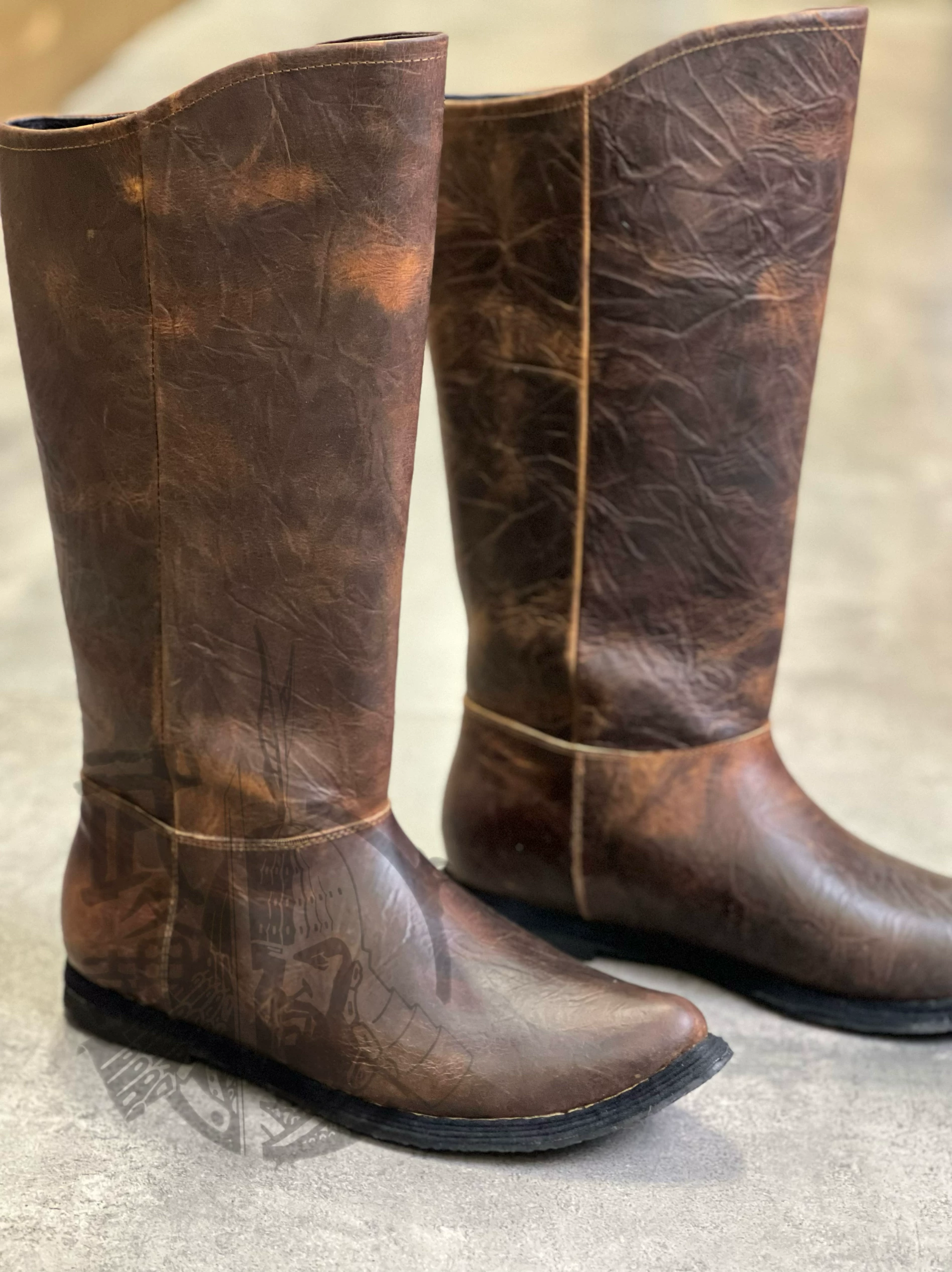 Pure-leather Hanfu distressed cowhide boots distressed cowhide boots armor distressed cowhide boots crazy-horse leather boots - Image 3