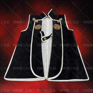 Japanese Sengoku Period Jinbaori-Style Sleeveless Samurai Haori Costume Replica, Red-Black, Film Prop
