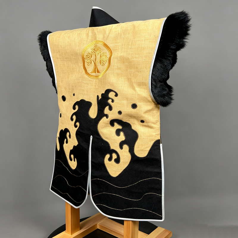 Chinese-Style Patchwork Buckle Vest, Japanese Sengoku-Style Sleeveless Jinbaori for Cosplay - Image 3