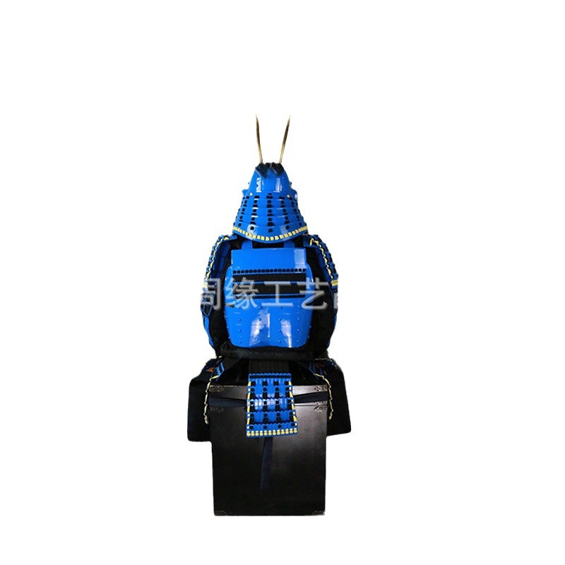 Japanese Blue Horn Armor Suit Replica, Wearable Film Prop, Classical Style - Image 5