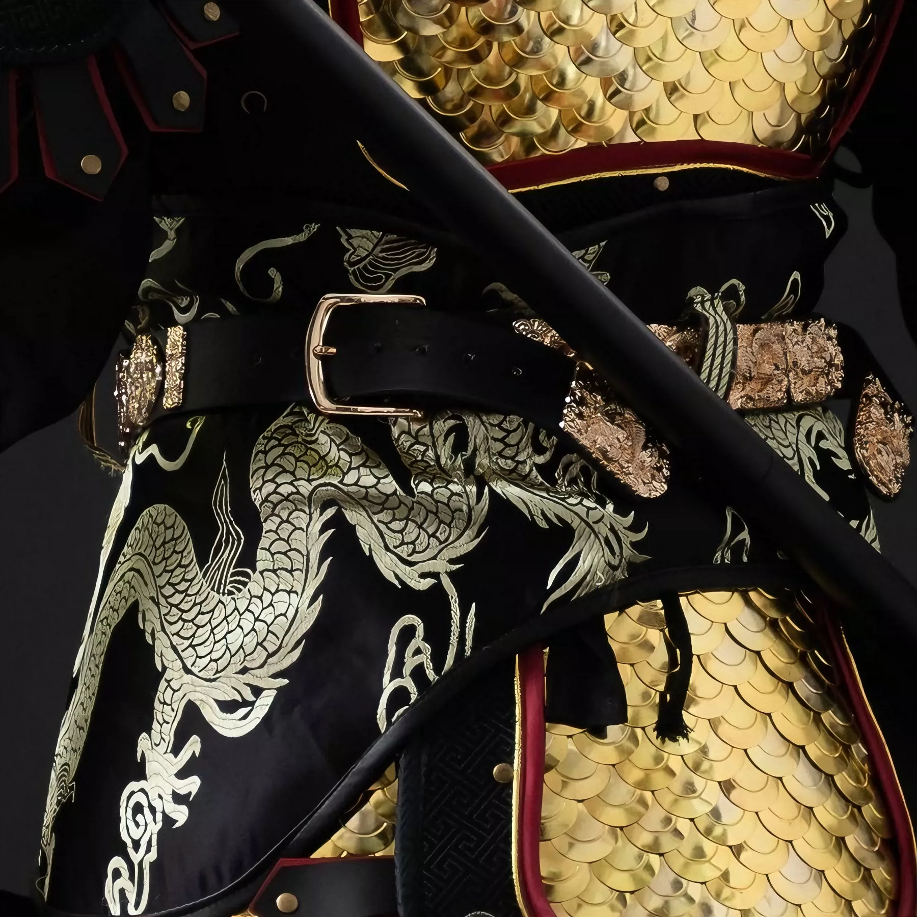 Dragon-Motif Brocade Waist Guard / Belly Swallow Belt, New China-Chic Wearable Armor Accessory - Image 3