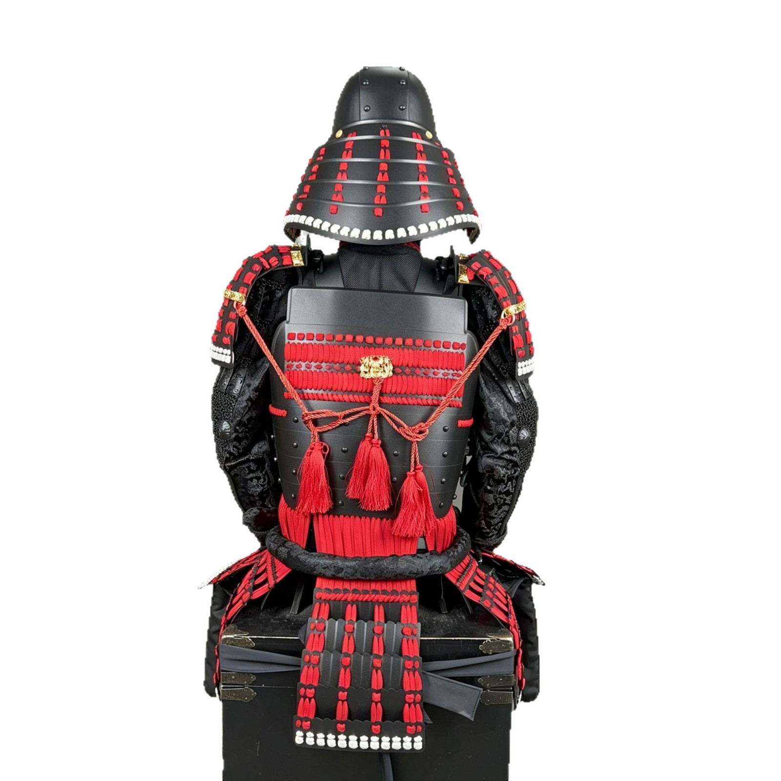 Black and Red Cherry Blossom Pattern Japanese Samurai Armor Replica, Display and Film Prop Suit - Image 5