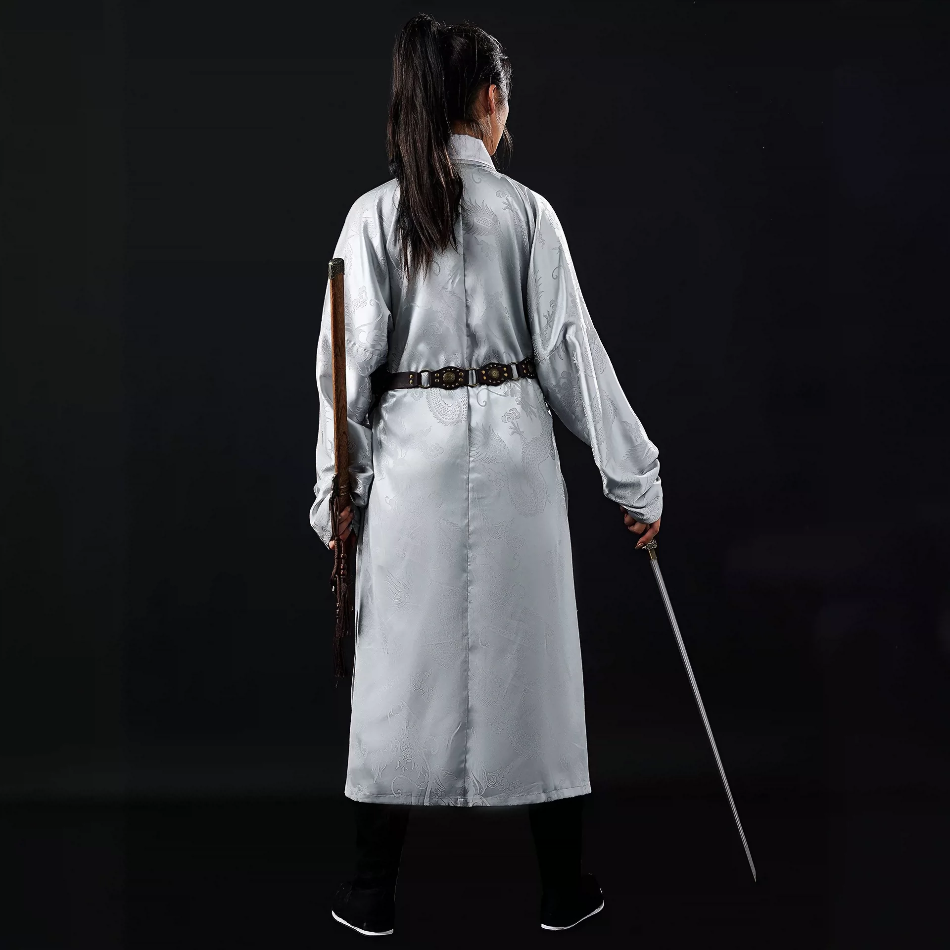 Dragon-Motif Ming Zhishen 2026 Unisex Cross-Collar Straight Hanfu, Armor Inner Swordsman Daoist Robe - Image 5