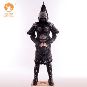 Black Little General's Chivalrous Wearable Armor Costume, Stainless Steel Stage Performance Outfit, Unisex Theatrical Prop, 22-Piece Set