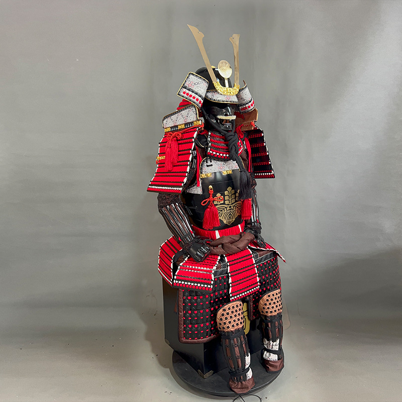 Japanese Samurai Armor Ornament Replica Iron Construction with Wooden Display Box - Image 3