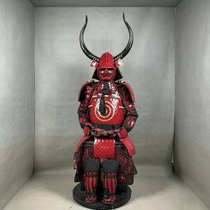 Red Ox Horn Japanese Samurai Armor Complete Set Replica for Cultural and Tourism Exhibition Display