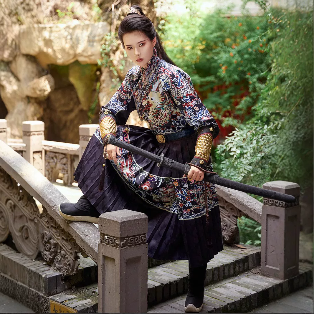 Unisex Ming Python Robe Feiyufu Tieli/Yesa Jinyiwei Hanfu with Mountain-Pattern Half Armor Skirt - Image 2