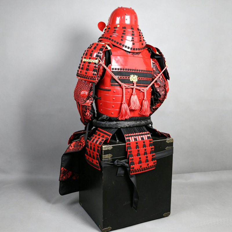 Japanese-Style Mini Samurai Armor Ornament, Handmade Warring States-Inspired Model, Wooden Box Display - Image 3