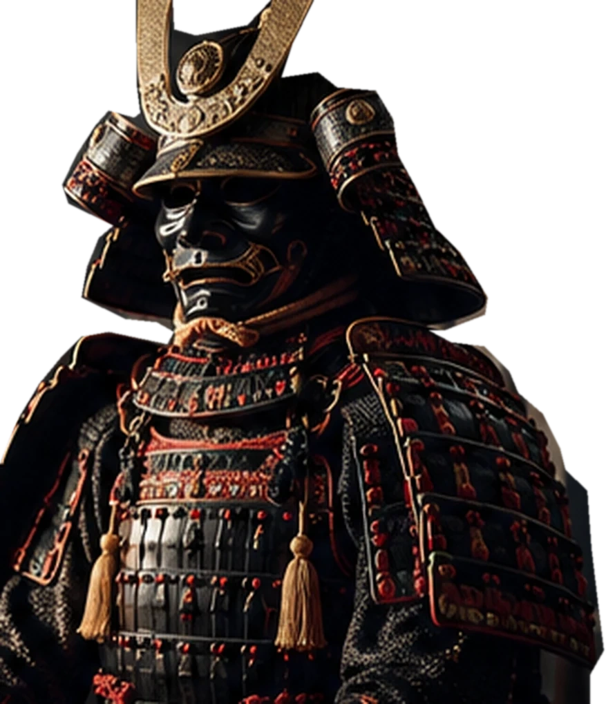 Red-laced samurai armor design